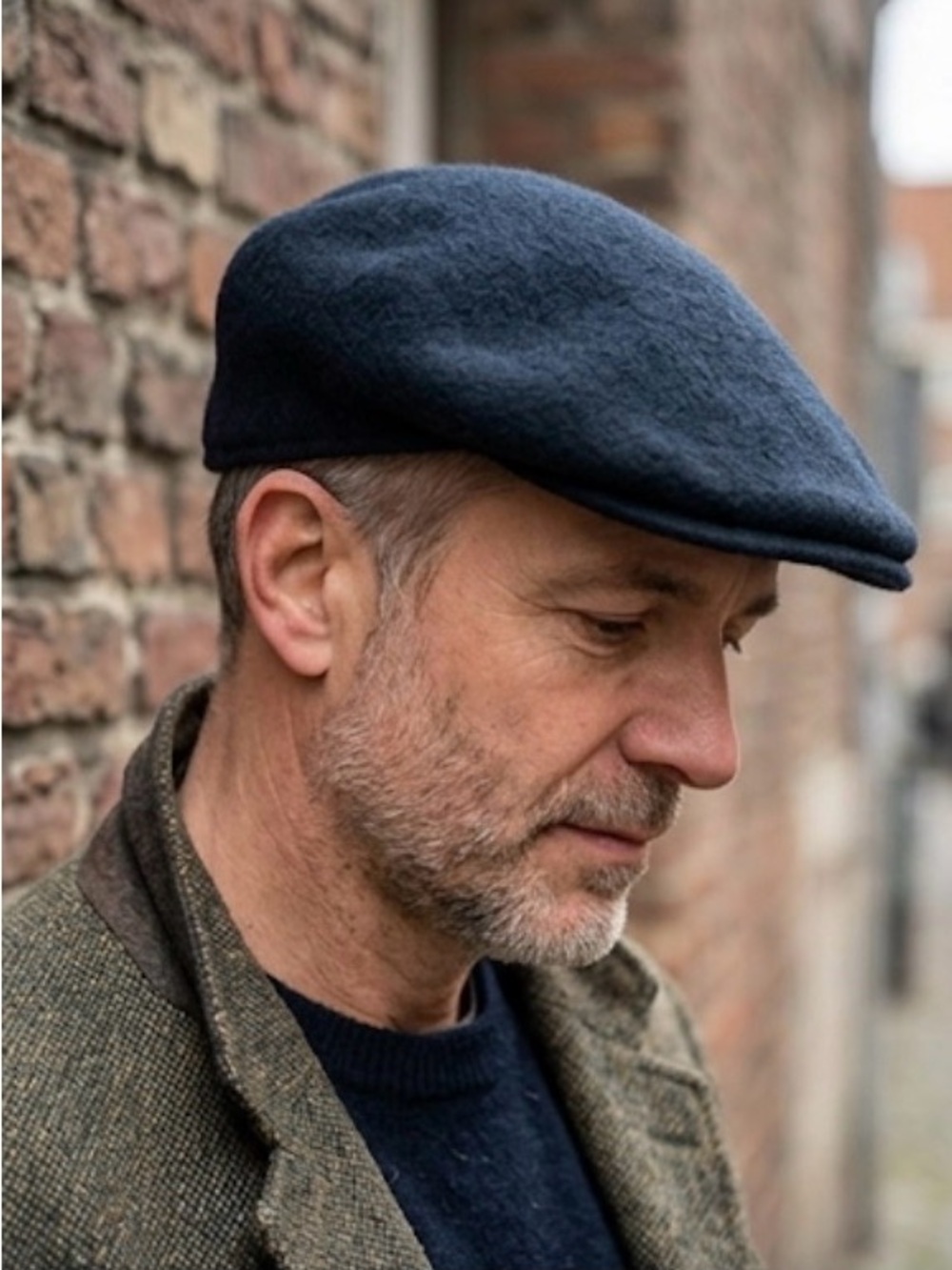 Kangol Style Navy Blue Flat Cap